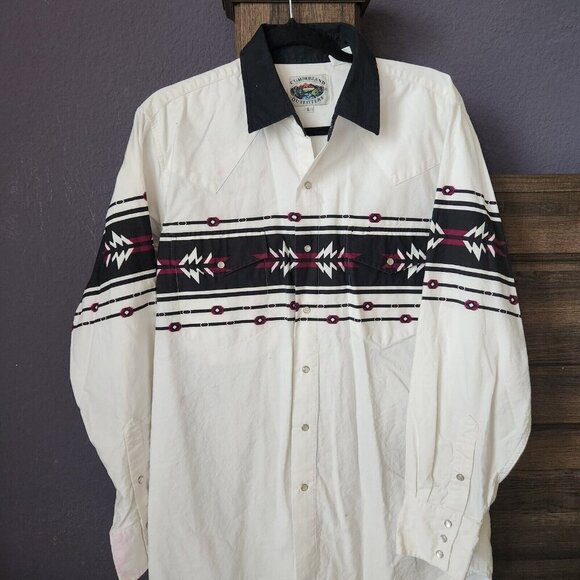 Cumberland Outfitters‎ Men's L Western Shirt Pearl Snap Aztec Long Sleeve Shirt - Picture 1 of 15